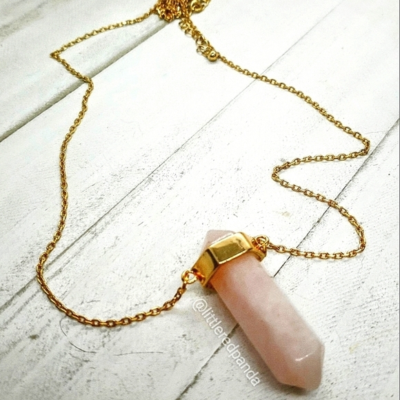 Rose quartz point necklace - Picture 2 of 6